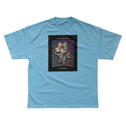 We Blossom In Style Tee-Light Blue