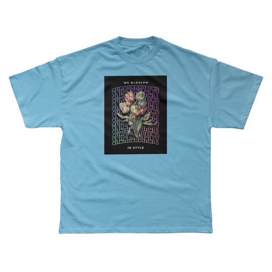 We Blossom In Style Tee-Light Blue
