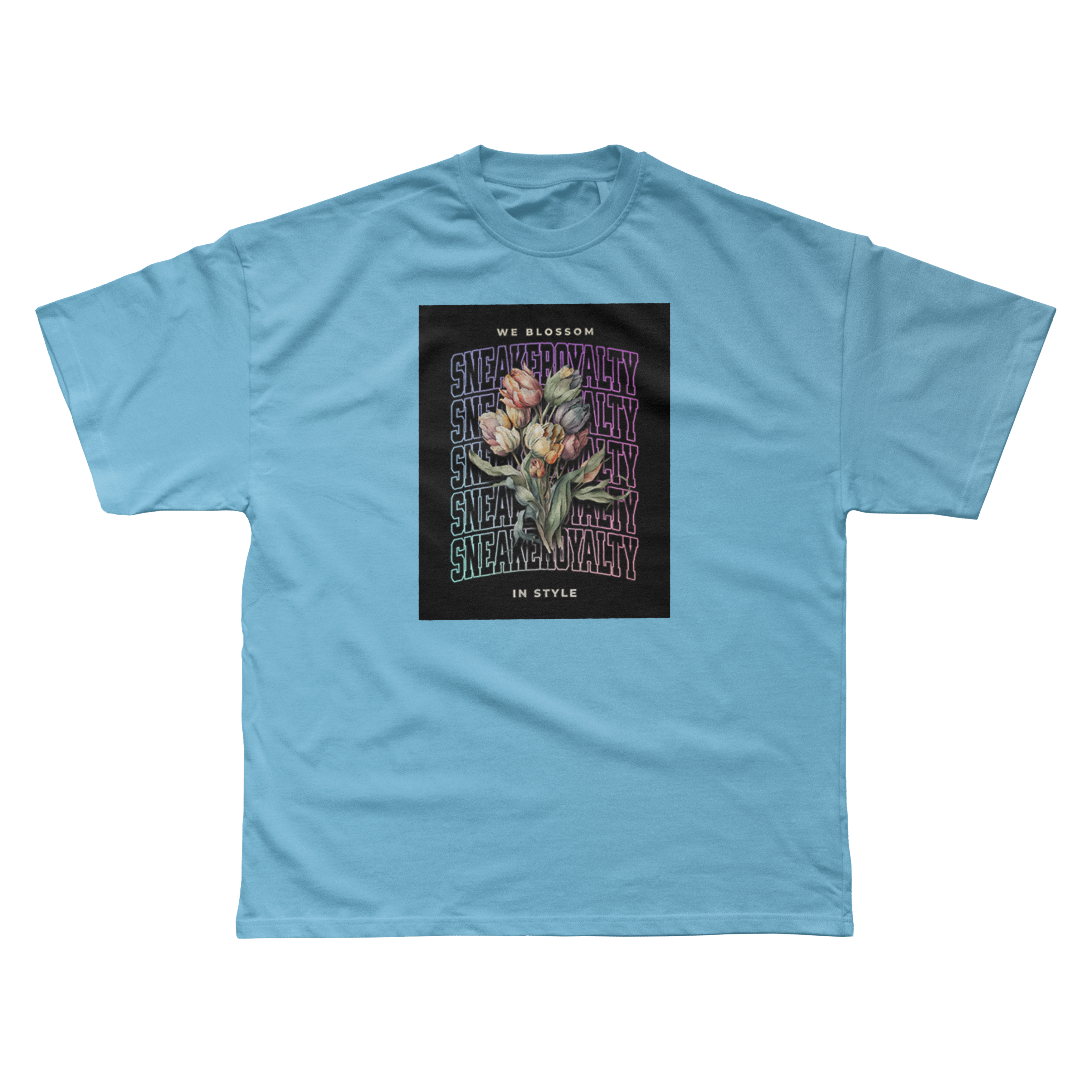 We Blossom In Style Tee-Light Blue